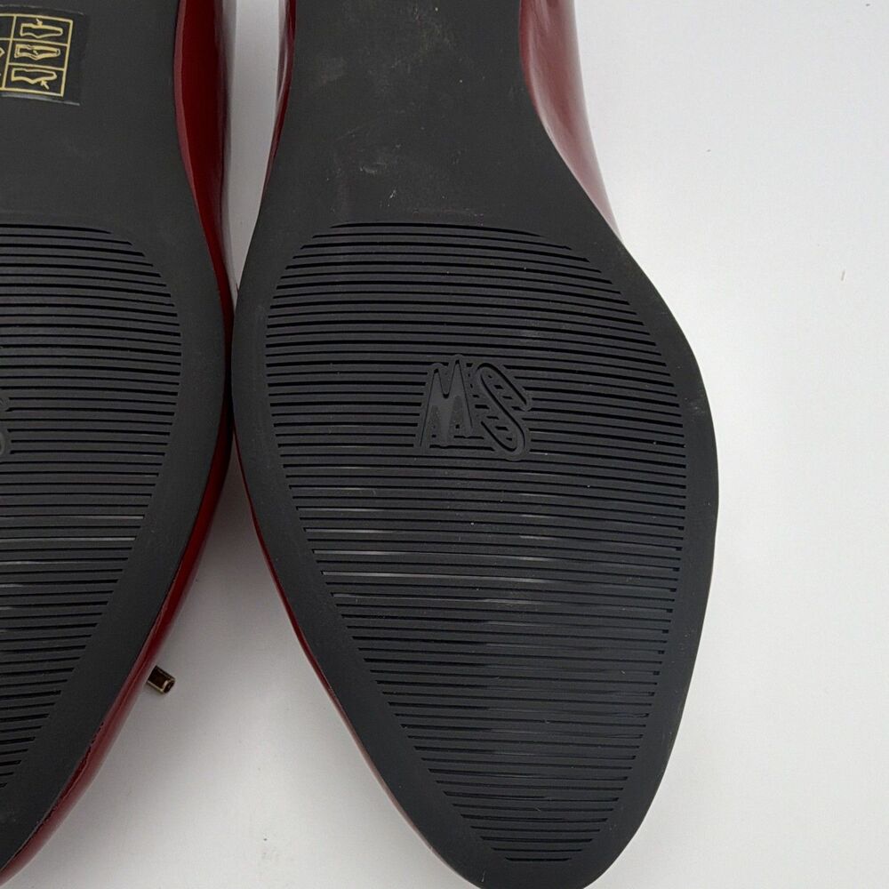 Stuart Weitzman Gabby Women's Red Patent Leather Bow Ballet Flats Round Toe 7 M - Picture 8 of 11